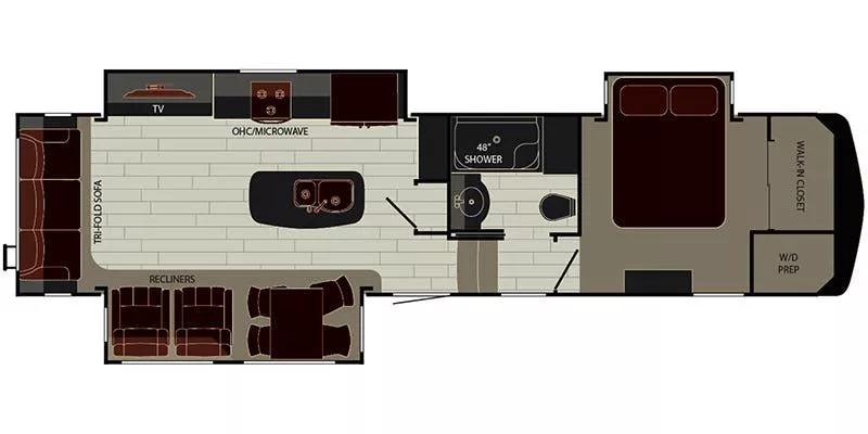 37' 2017 Cruiser RV South Fork CAMERON w/3 Slides Floorplan