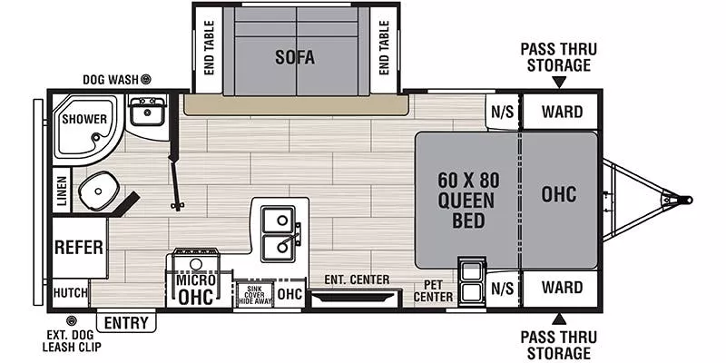 23' 2020 Forest River Spirit Ultra Light 1943RB w/Slide Floorplan