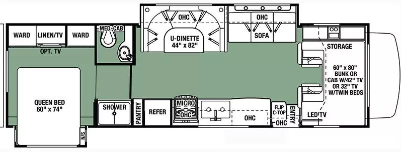 32' 2017 Forest River Forester 3011DS w/2 Slides Floorplan