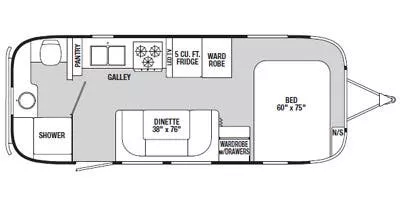 23' 2014 Airstream International Signature 23FB Floorplan