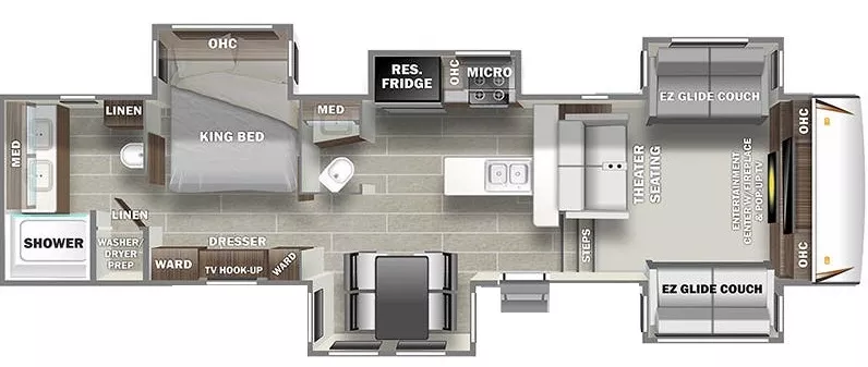 41' 2021 Forest River Sanibel 3802WB w/5 Slides Floorplan