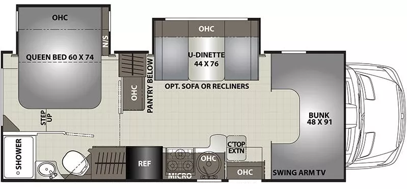 25' 2019 Coachmen Prism 2300DS w/2 Slides Floorplan