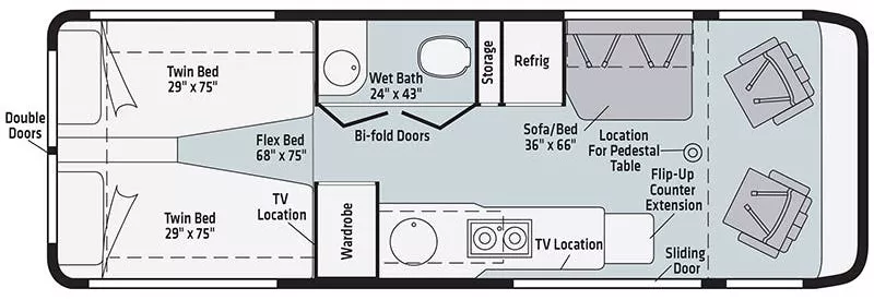 24' 2022 Winnebago Era 70A Floorplan