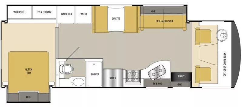 32' 2016 Coachmen Mirada 31FW w/2 Slides Floorplan