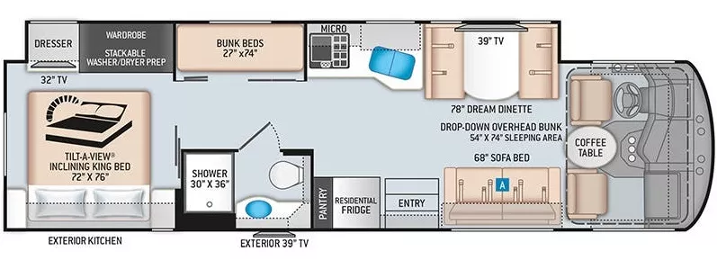 36' 2022 Thor Miramar 34.6 w/Slide - Bunk House Floorplan
