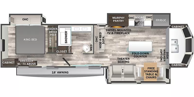 41' 2023 Forest River Cedar Creek Cottage 40CFK2 w/3 Slides Floorplan