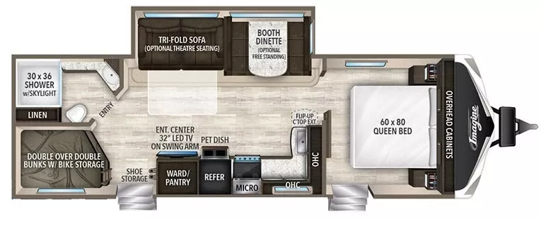 33' 2021 Grand Design Imagine 2800BH w/Slide Floorplan