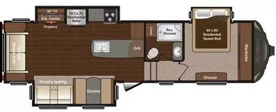35' 2015 Keystone Sprinter 298FWRLS w/3 Slides Floorplan