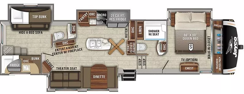 42' 2021 Jayco Eagle 347BHOK w/4 Slides - Bunk House Floorplan