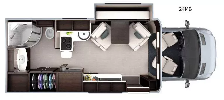 25' 2016 Leisure Travel Unity Series 24MB w/Slide Floorplan