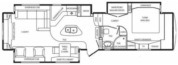 38' 2011 Drv Elite Suites 38RESB3 w/3 Slides Floorplan