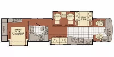 41' 2008 Fleetwood Discovery 40X 350hp Cummins w/3 Slides Floorplan