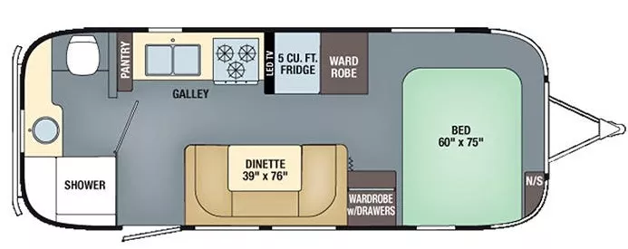 23' 2017 Airstream International 23FB SERENITY Floorplan