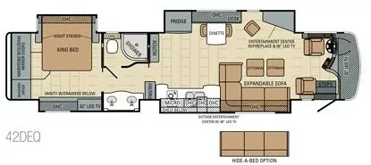 44' 2015 Entegra Coach Aspire 42DEQ 450hp Cummins w/4 Slides Floorplan