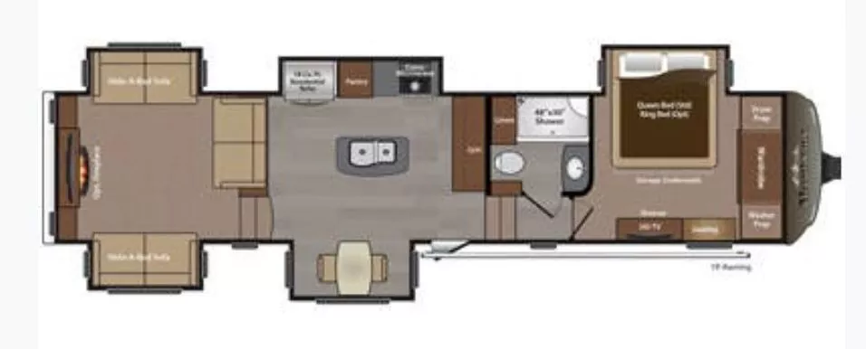 41' 2016 Keystone Montana 3791RD w/5 Slides Floorplan