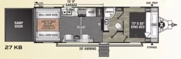 33' 2022 Coachmen Adrenaline Toy Hauler 27KB - Toy Hauler Floorplan
