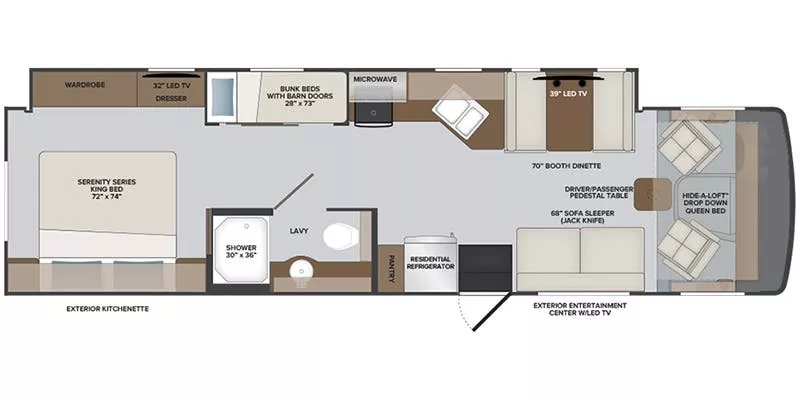 36' 2022 Holiday Rambler Admiral 34J w/Slide - Bunk House Floorplan