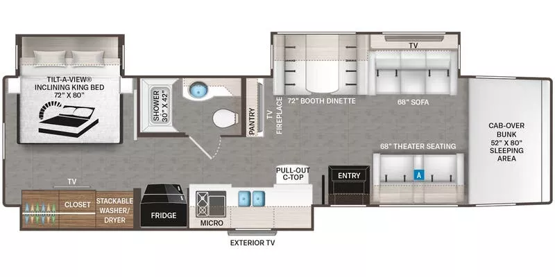 40' 2025 Thor Inception 38FX w/3 Slides Floorplan