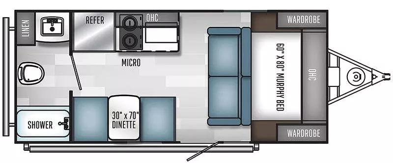 21' 2021 Forest River Palomino Real-Lite 184RB Floorplan