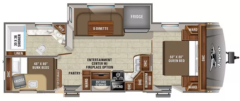 32' 2020 Jayco Eagle Ht 264BHOK w/Slide Floorplan