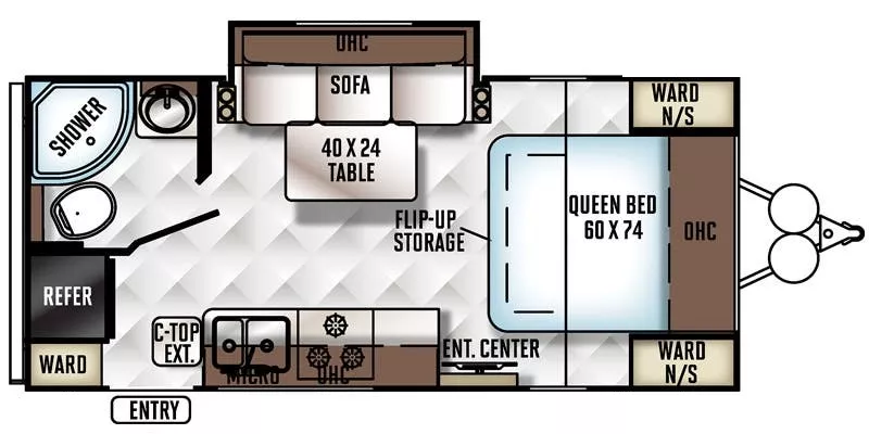 21' 2017 Forest River Flagstaff Micro Lite 21FBRS w/Slide Floorplan