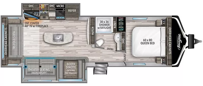 34' 2023 Grand Design Imagine 2970RL w/2 Slides Floorplan