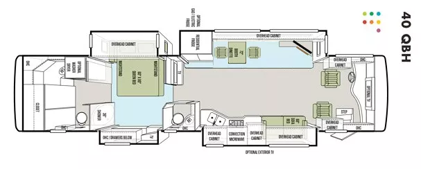 40' 2013 Tiffin Phaeton 40QBH 380hp Cummins Floorplan