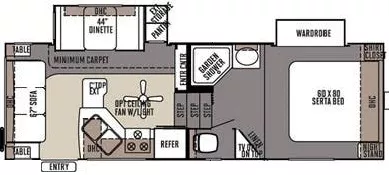 26' 2015 Forest River Rockwood Signature Ultra Lt 8244WS w/2 Slides Floorplan