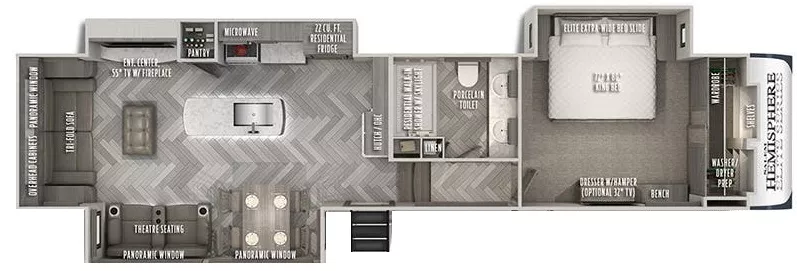 39' 2020 Forest River Salem Hemisphere Elite 34RL w/3 Slides Floorplan