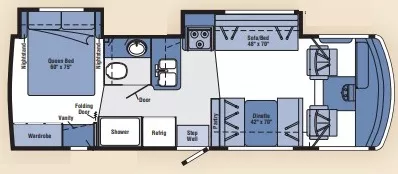 29' 2007 Itasca Sunova 29R w/2 Slides Floorplan