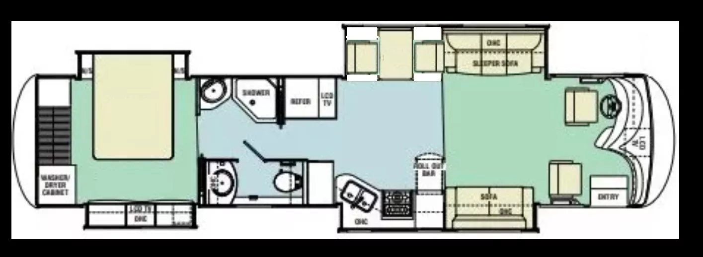 40' 2006 Forest River Coachmen Sportscoach Elite 40QS 350hp Caterpillar w/4 Slides Floorplan