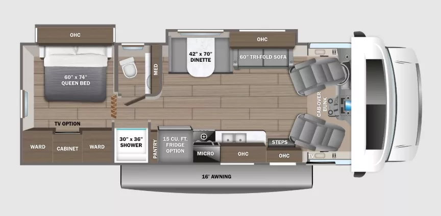 32' 2024 Jayco Greyhawk 29MV w/2 Slides Floorplan