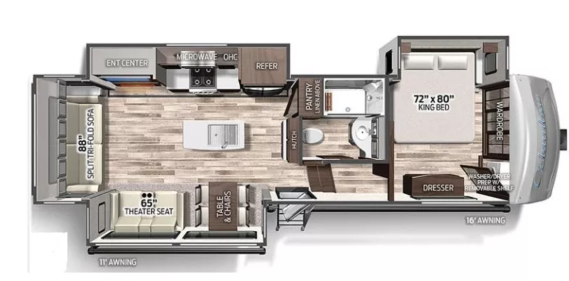 36' 2022 Forest River Columbus 299RL w/3 Slides & Generator Floorplan