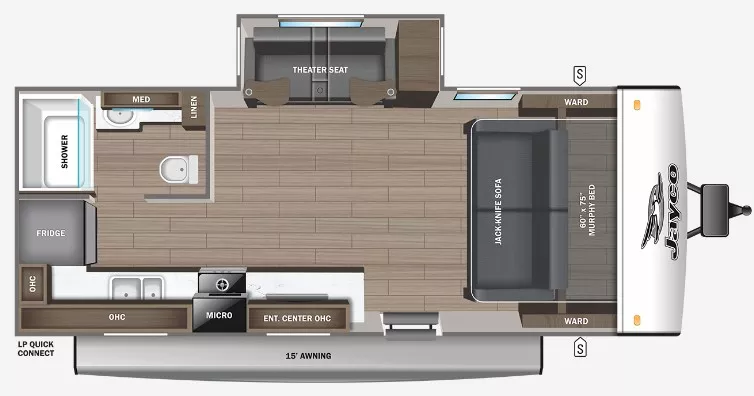 24' 2024 Jayco Jay Feather 19MRK Floorplan