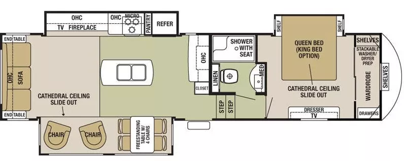 37' 2016 Forest River Cedar Creek Silverback 33IK w/3 Slides Floorplan