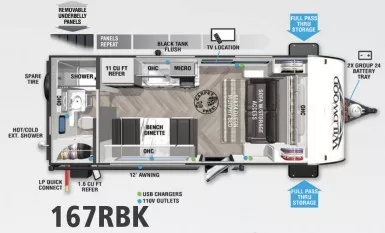 21' 2022 Forest River Wildwood Fsx Platinum 167RBKX Floorplan