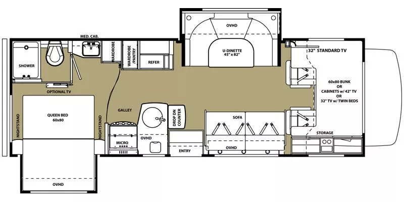 28' 2015 Forest River Sunseeker 2700DS w/2 Slides Floorplan