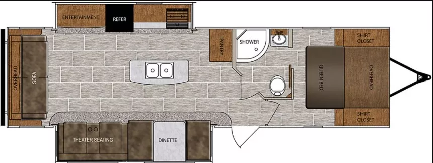 34' 2019 Forest River Wildcat 312RLI w/2 Slides Floorplan