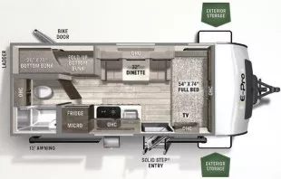 20' 2021 Forest River Flagstaff E-Pro 19BH - Bunk House Floorplan