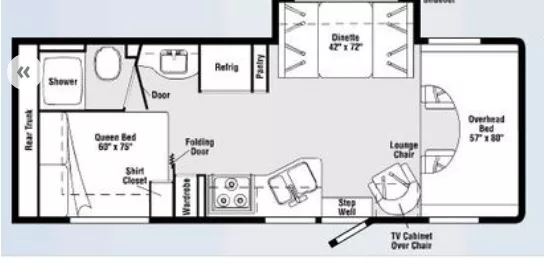 27' 2007 Winnebago Access 26A w/Slide Floorplan