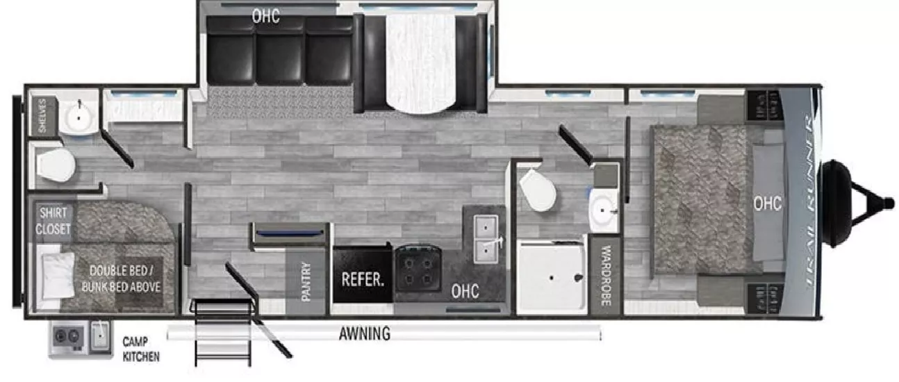 37' 2024 Heartland Trail Runner 31DB w/Slide - Bunk House Floorplan