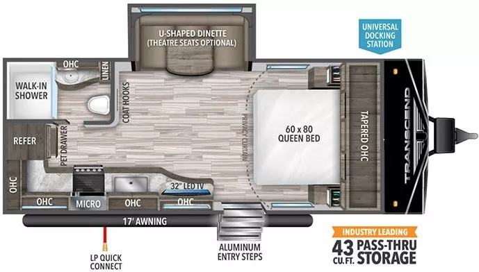 24' 2021 Grand Design Transcend Xplor Series 200MK w/Slide Floorplan