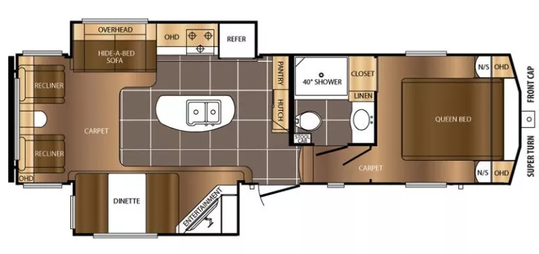 31' 2017 Forest River Prime Time Crusader Lite 28RL w/2 Slides Floorplan