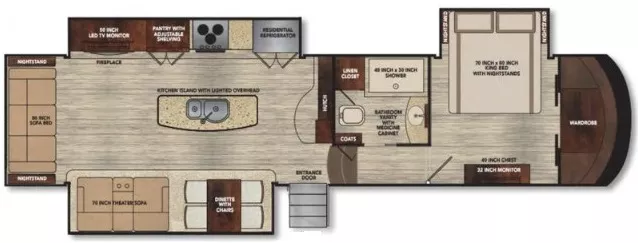 39' 2017 Vanleigh RV Vilano 365RL w/3 Slides Floorplan