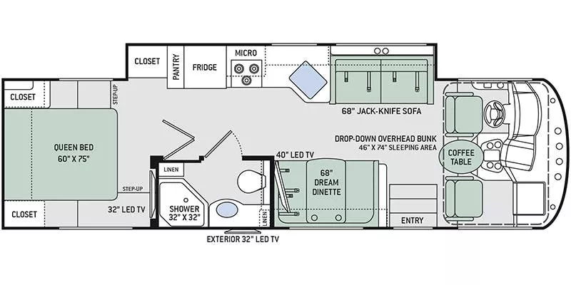 31' 2019 Thor Ace EVO 30.4 w/Slide Floorplan