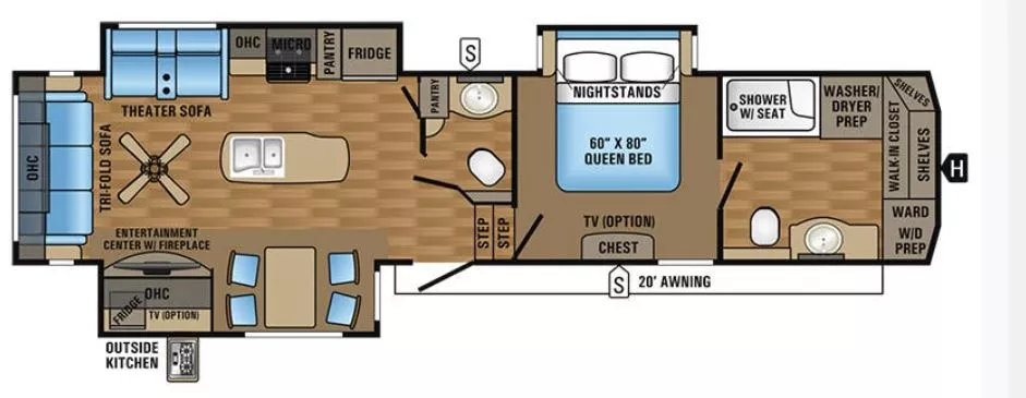 40' 2017 Jayco Eagle 336FBOK w/3 Slides Floorplan