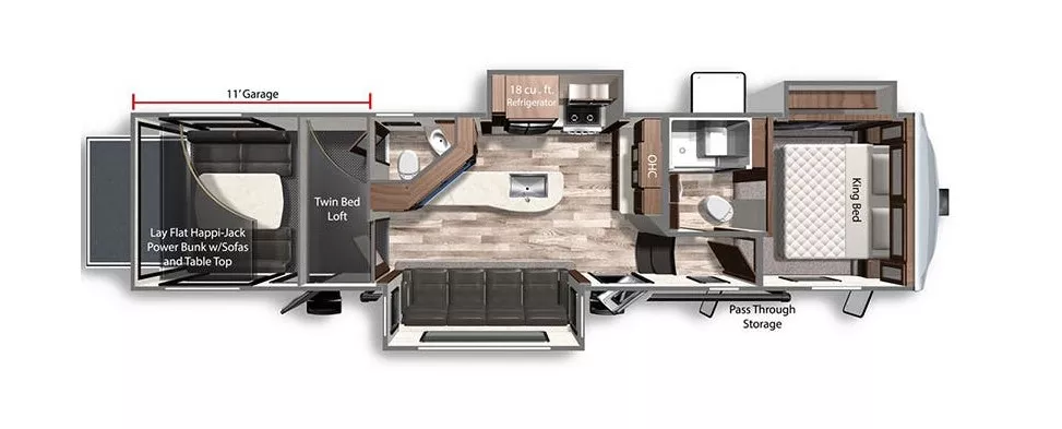 40' 2021 Dutchmen Voltage Triton 3551 w/3 Slides & Generator  - Toy Hauler Floorplan