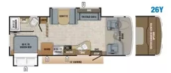 29' 2019 Jayco Greyhawk 26Y w/2 Slides Floorplan