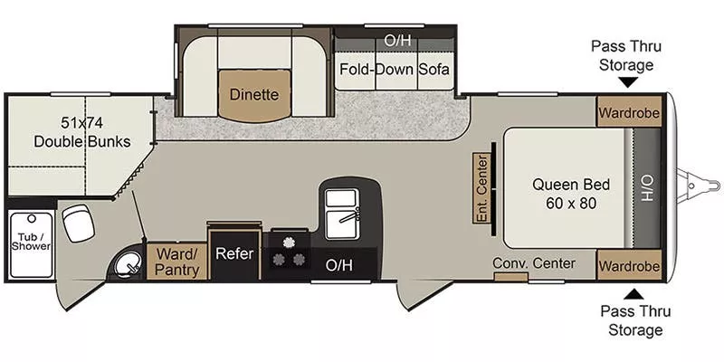 31' 2016 Keystone Passport 2810 BH w/Slide Floorplan