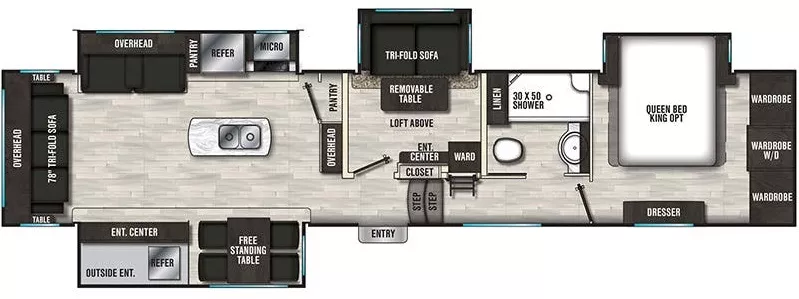 41' 2020 Forest River Shasta Phoenix 392BL w/4 Slides Floorplan